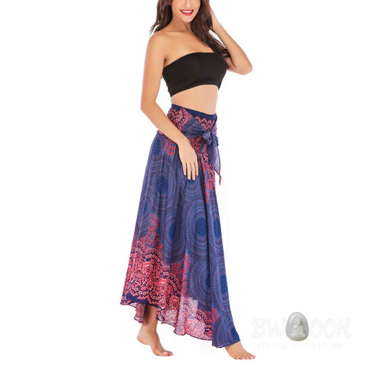 Buddha Stones Two Style Wear Bohemian Compass Rose Flower Lace-up Skirt Dress - Skirt&amp;Dress