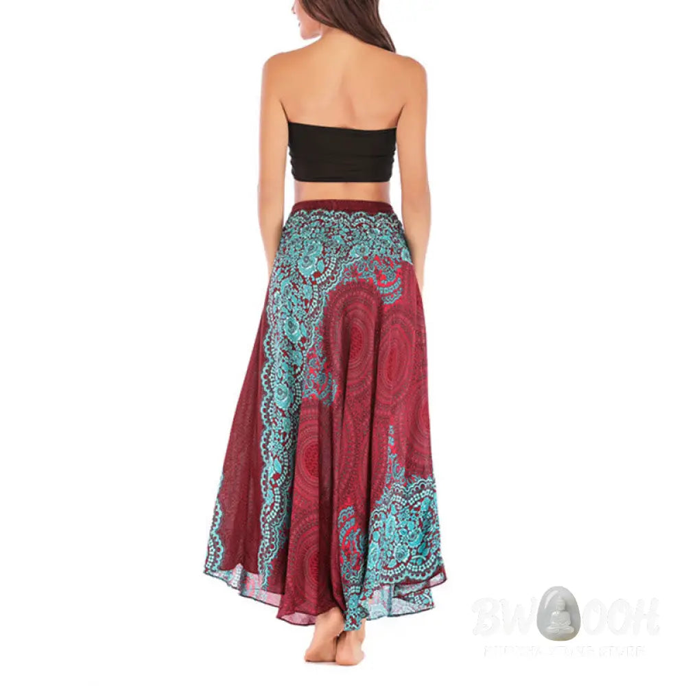 Buddha Stones Two Style Wear Bohemian Compass Rose Flower Lace-up Skirt Dress - Skirt&amp;Dress