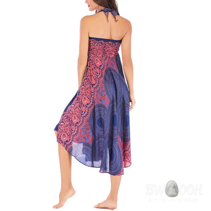 Buddha Stones Two Style Wear Bohemian Compass Rose Flower Lace-up Skirt Dress - Skirt&amp;Dress