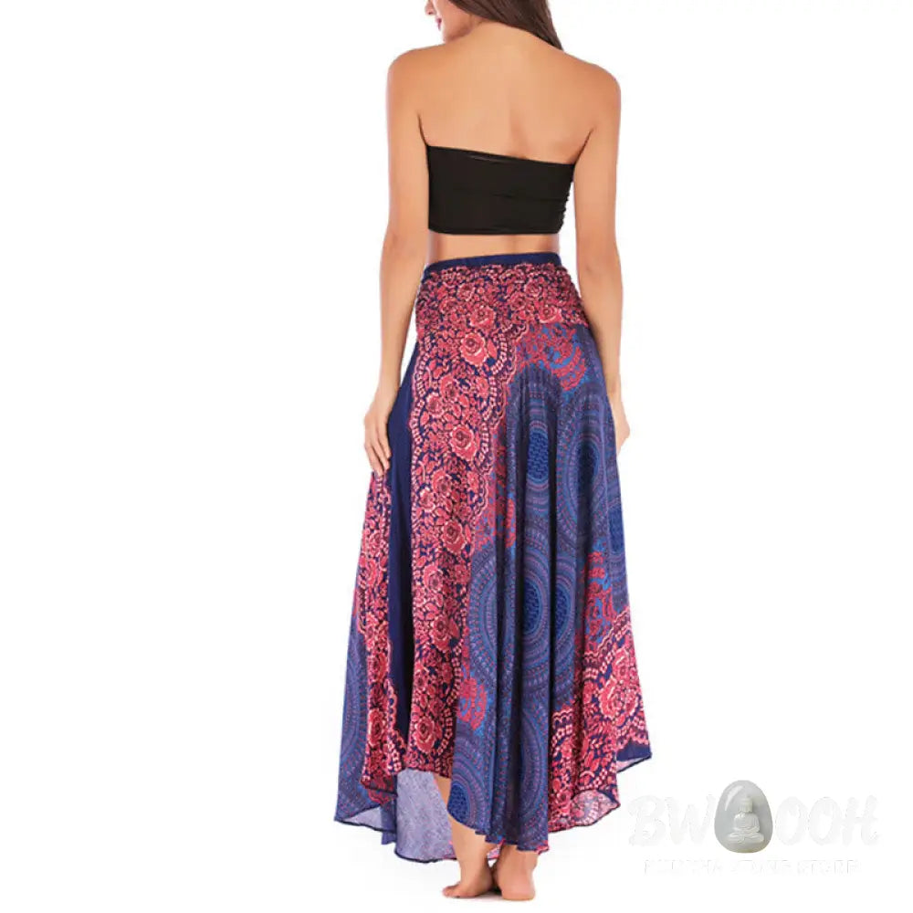 Buddha Stones Two Style Wear Bohemian Compass Rose Flower Lace-up Skirt Dress - Skirt&amp;Dress