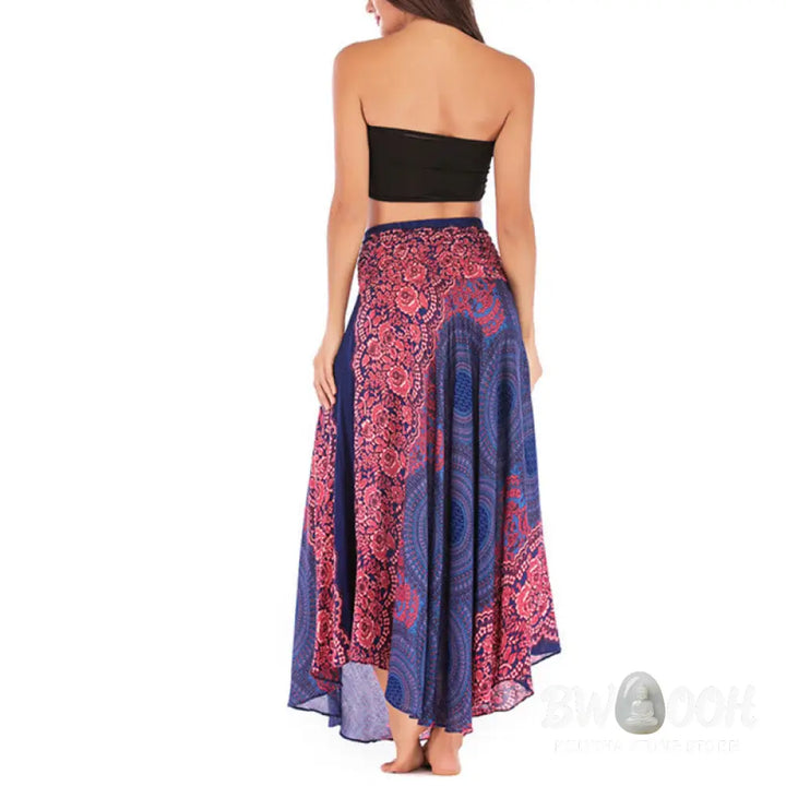 Buddha Stones Two Style Wear Bohemian Compass Rose Flower Lace-up Skirt Dress - Skirt&amp;Dress
