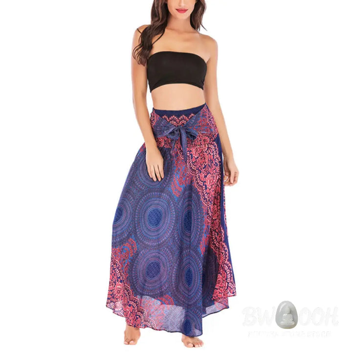 Buddha Stones Two Style Wear Bohemian Compass Rose Flower Lace-up Skirt Dress - Skirt&amp;Dress