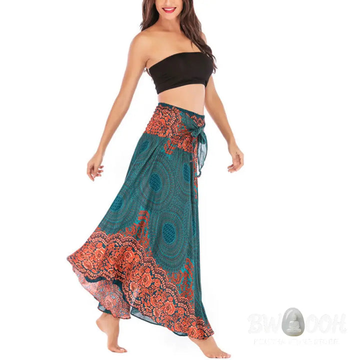 Buddha Stones Two Style Wear Bohemian Compass Rose Flower Lace-up Skirt Dress - Skirt&amp;Dress