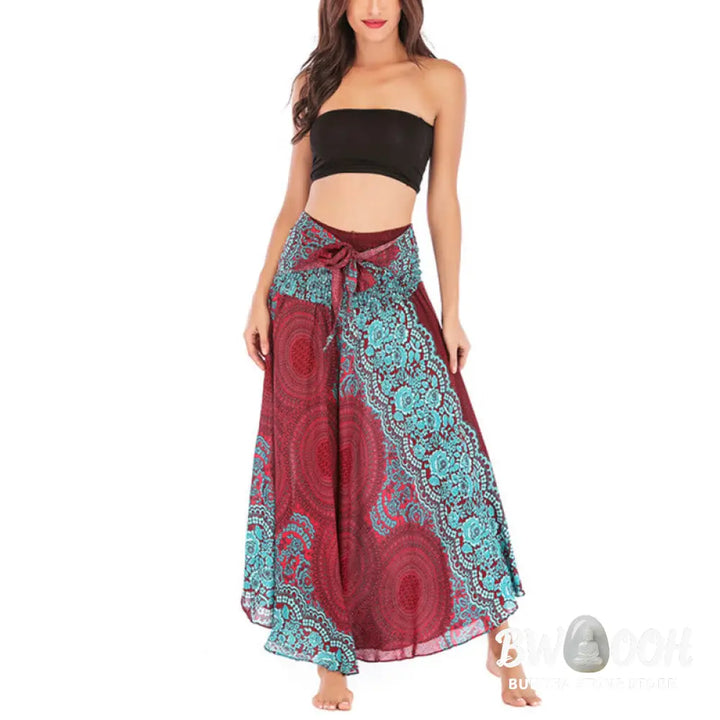 Buddha Stones Two Style Wear Bohemian Compass Rose Flower Lace-up Skirt Dress - Skirt&amp;Dress