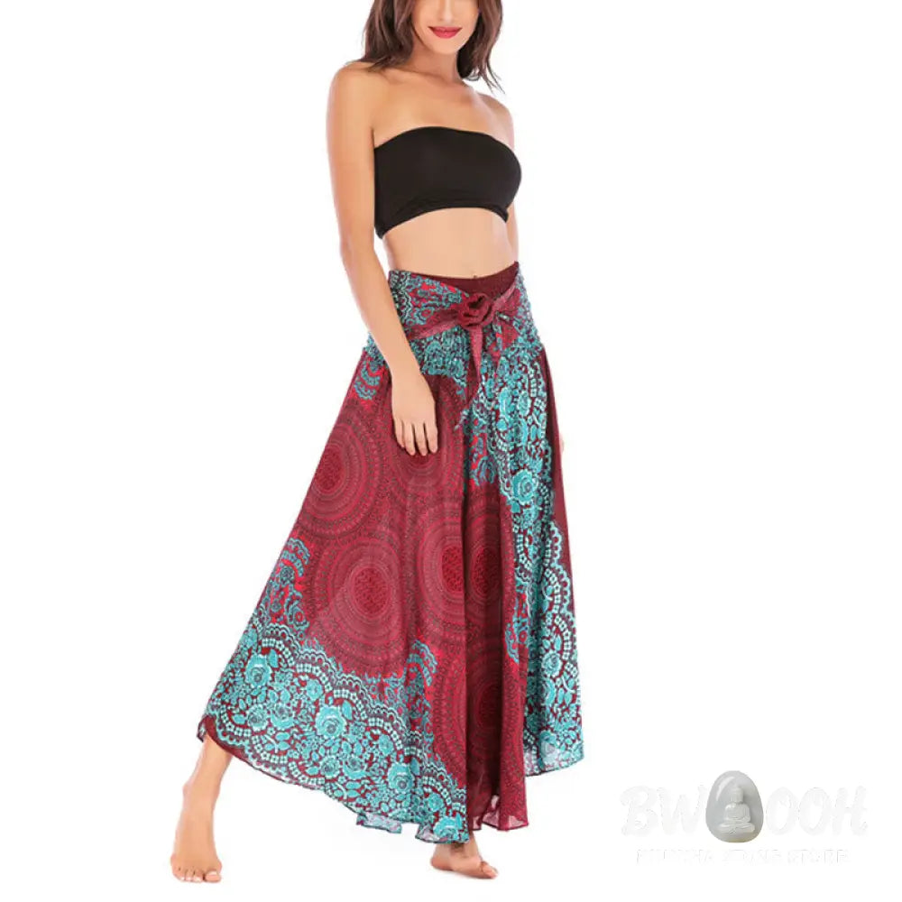 Buddha Stones Two Style Wear Bohemian Compass Rose Flower Lace-up Skirt Dress - Skirt&amp;Dress