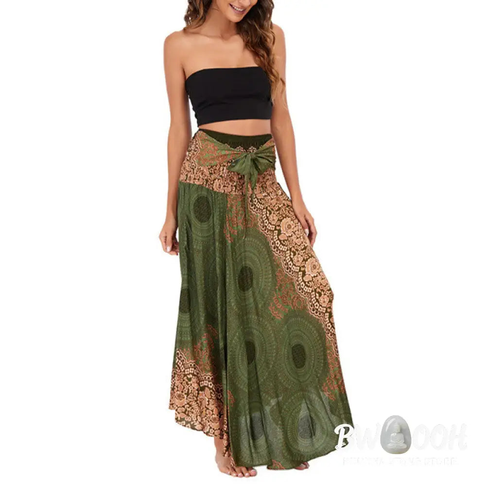 Buddha Stones Two Style Wear Bohemian Compass Rose Flower Lace-up Skirt Dress - Skirt&amp;Dress