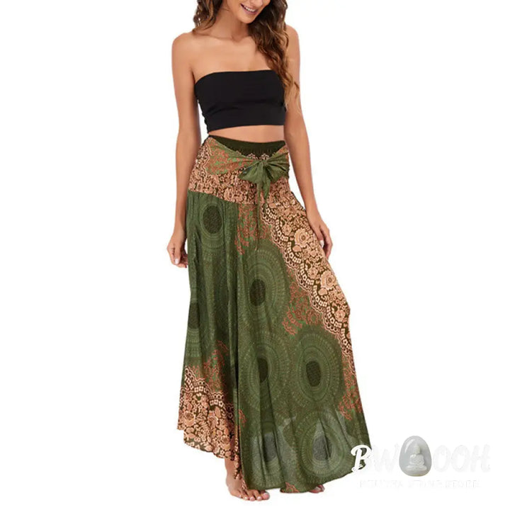 Buddha Stones Two Style Wear Bohemian Compass Rose Flower Lace-up Skirt Dress - Skirt&amp;Dress
