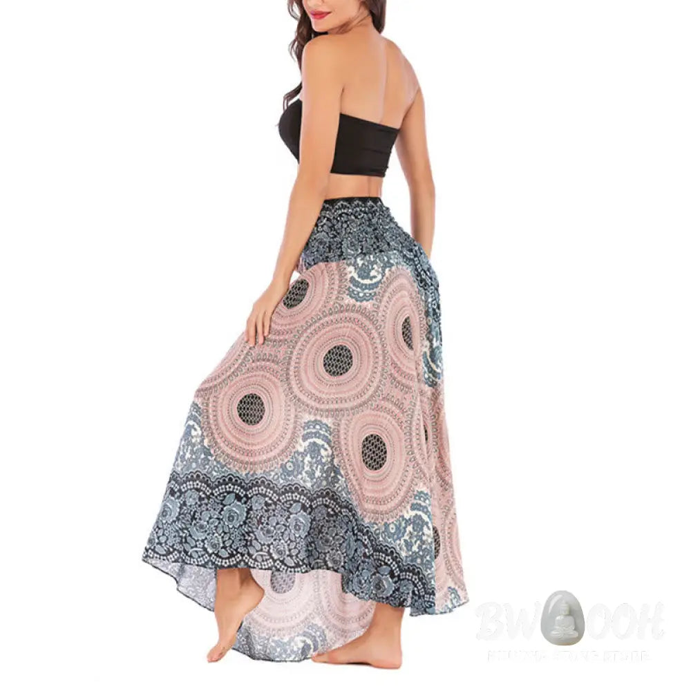 Buddha Stones Two Style Wear Bohemian Compass Rose Flower Lace-up Skirt Dress - Skirt&amp;Dress