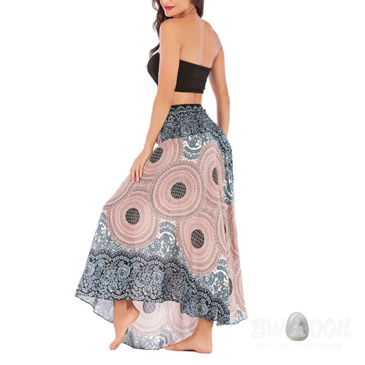 Buddha Stones Two Style Wear Bohemian Compass Rose Flower Lace-up Skirt Dress - Skirt&amp;Dress