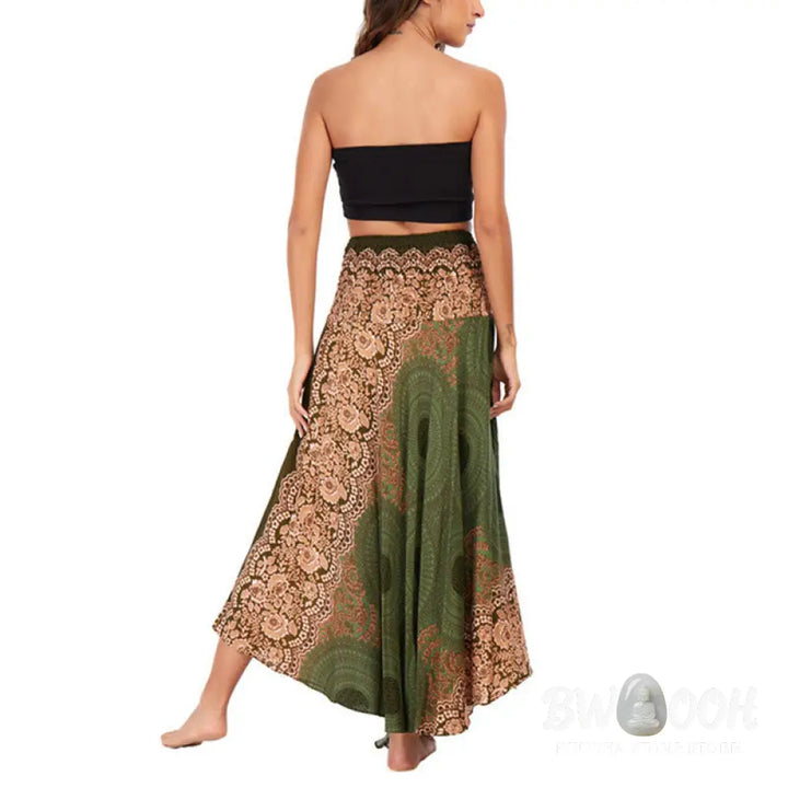 Buddha Stones Two Style Wear Bohemian Compass Rose Flower Lace-up Skirt Dress - Skirt&amp;Dress