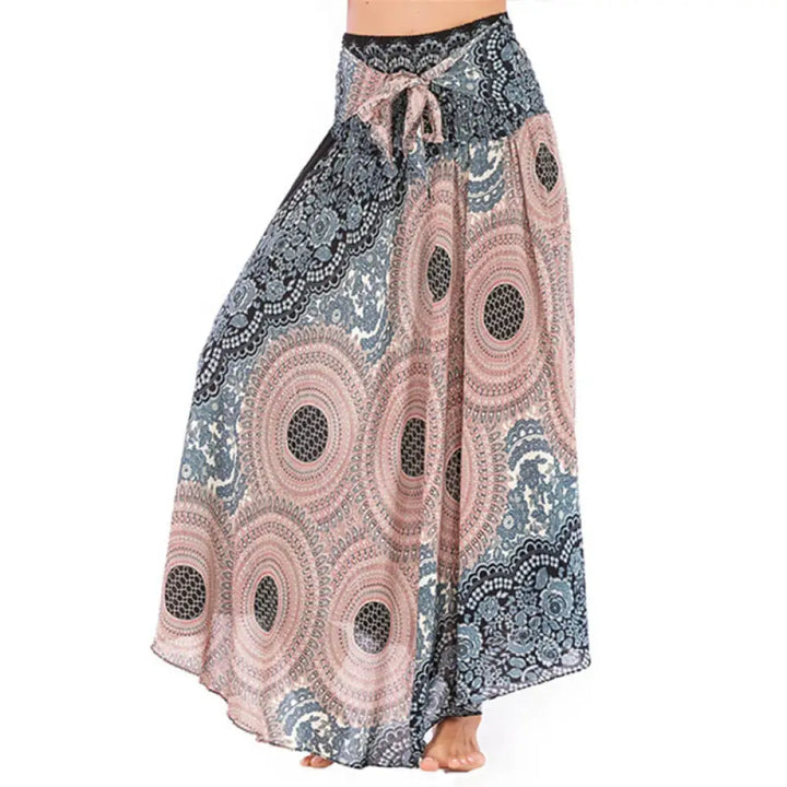 Buddha Stones Two Style Wear Bohemian Compass Rose Flower Lace-up Skirt Dress - MistyRose / US4-12，UK/AU8-16，EU36-44