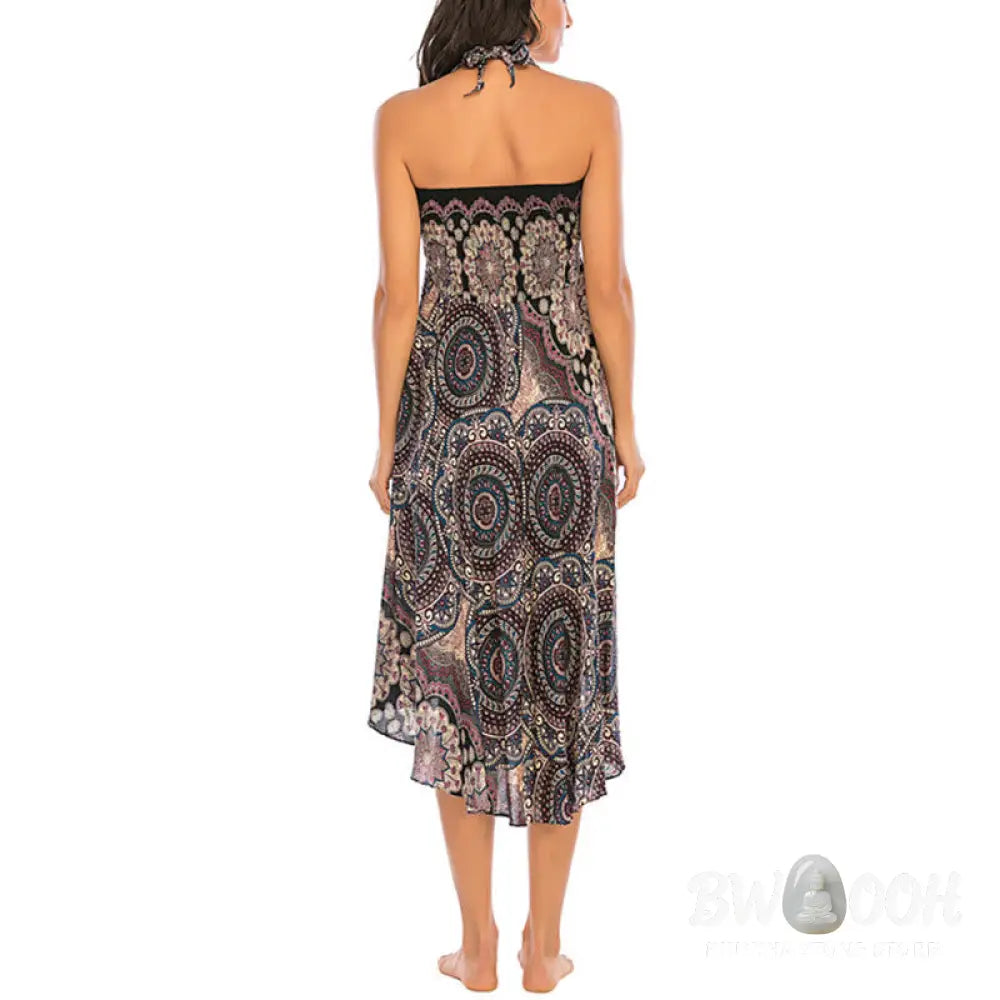 Buddha Stones Two Style Wear Bohemian Mandala Flower Lace-up Skirt Dress - Skirt&amp;Dress