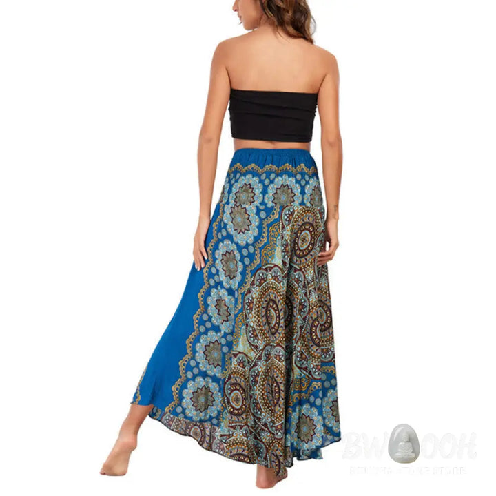 Buddha Stones Two Style Wear Bohemian Mandala Flower Lace-up Skirt Dress - Skirt&amp;Dress