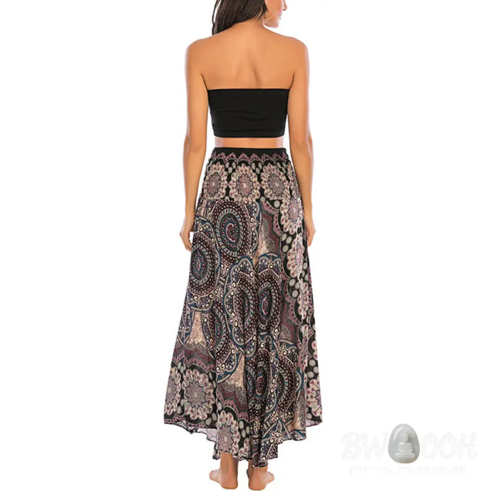 Buddha Stones Two Style Wear Bohemian Mandala Flower Lace-up Skirt Dress - Skirt&amp;Dress