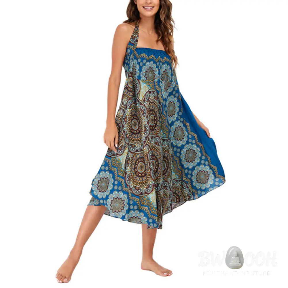 Buddha Stones Two Style Wear Bohemian Mandala Flower Lace-up Skirt Dress - Skirt&amp;Dress