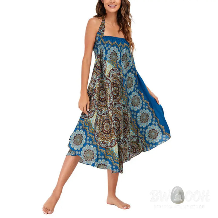 Buddha Stones Two Style Wear Bohemian Mandala Flower Lace-up Skirt Dress - Skirt&amp;Dress