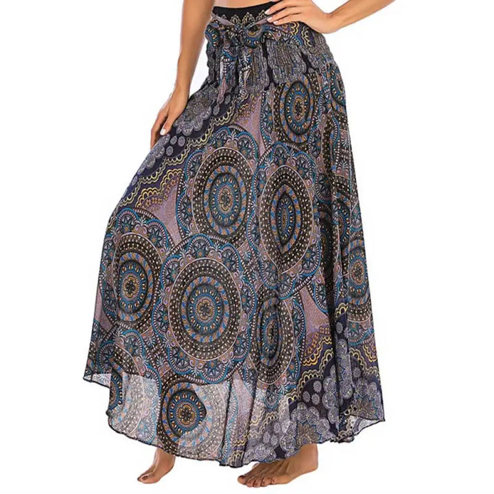 Buddha Stones Two Style Wear Bohemian Mandala Flower Lace-up Skirt Dress - RosyBrown / US4-12，UK/AU8-16，EU36-44 (F)