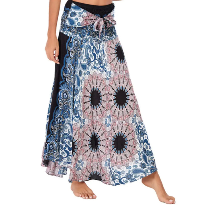 Buddha Stones Two Style Wear Bohemian Mandala Flower Water Drop Lace-up Skirt Dress - Pink / US4-12，UK/AU8-16，EU36-44