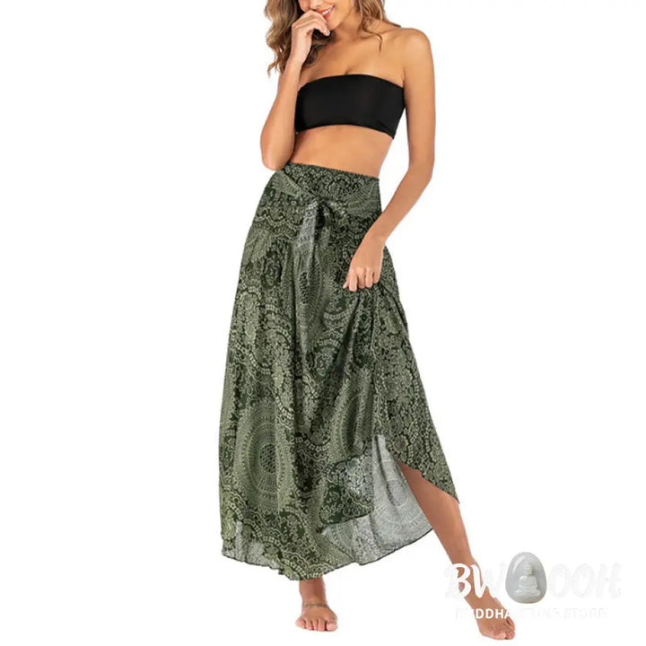 Buddha Stones Two Style Wear Boho Compass Rose Flower Skirt Dress - Skirt&amp;Dress