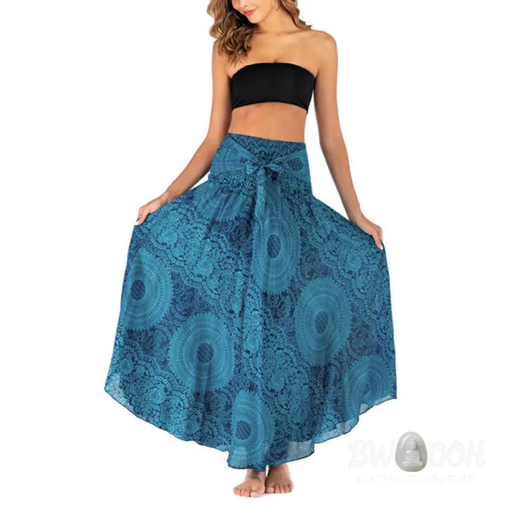 Buddha Stones Two Style Wear Boho Compass Rose Flower Skirt Dress - Skirt&amp;Dress