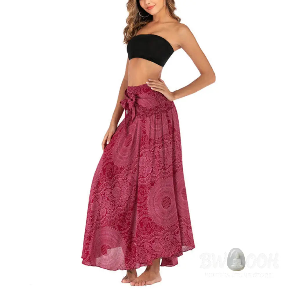 Buddha Stones Two Style Wear Boho Compass Rose Flower Skirt Dress - Skirt&amp;Dress
