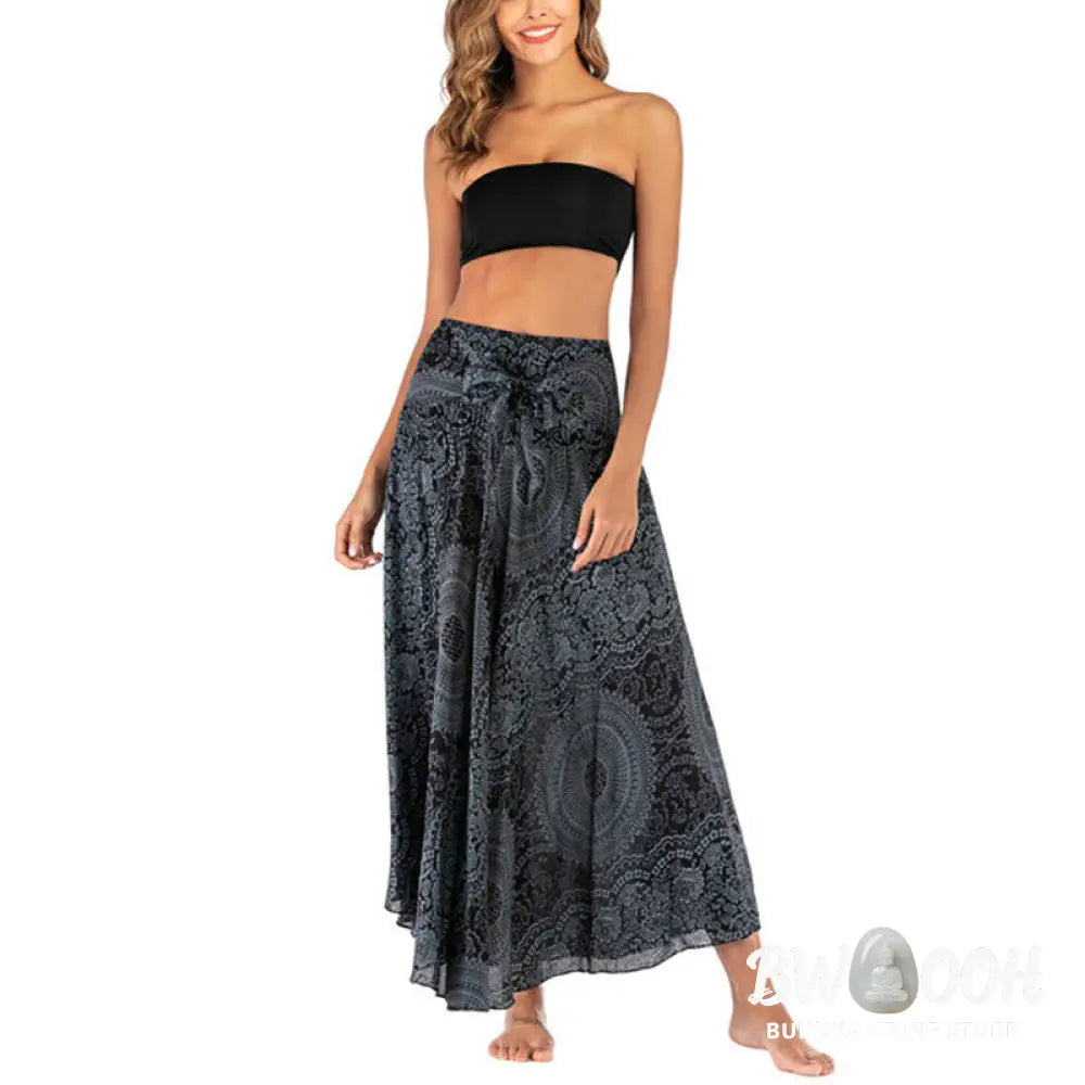Buddha Stones Two Style Wear Boho Compass Rose Flower Skirt Dress - Skirt&amp;Dress