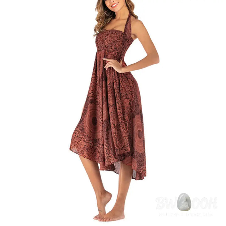 Buddha Stones Two Style Wear Boho Compass Rose Flower Skirt Dress - Skirt&amp;Dress