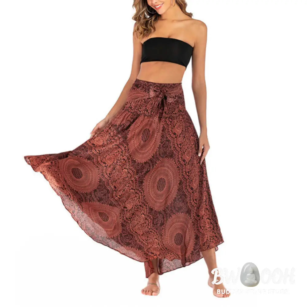 Buddha Stones Two Style Wear Boho Compass Rose Flower Skirt Dress - Skirt&amp;Dress