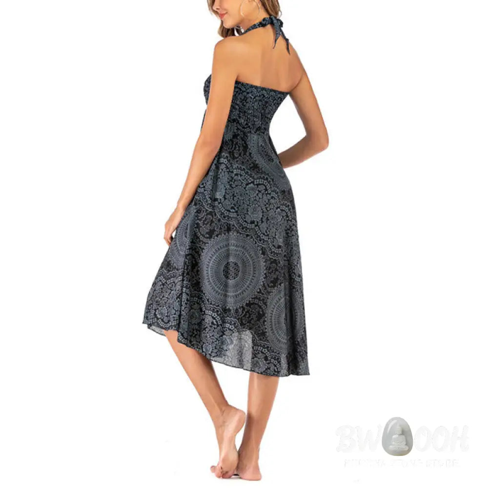 Buddha Stones Two Style Wear Boho Compass Rose Flower Skirt Dress - Skirt&amp;Dress