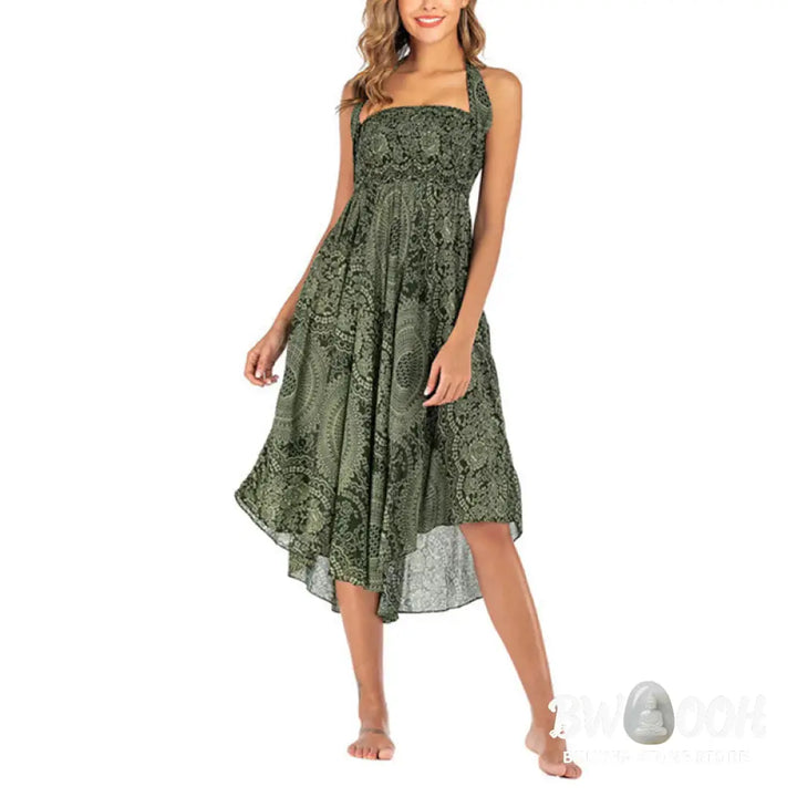 Buddha Stones Two Style Wear Boho Compass Rose Flower Skirt Dress - Skirt&amp;Dress