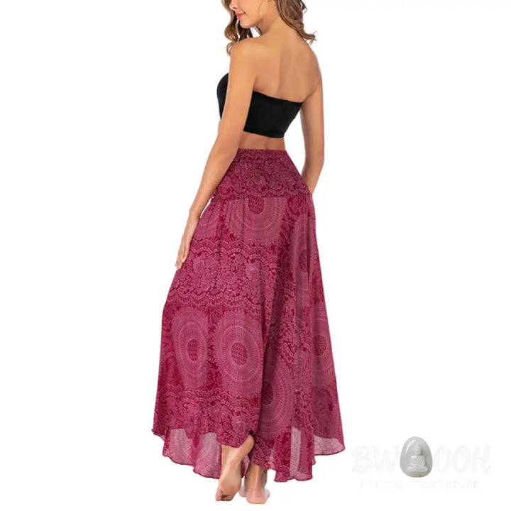 Buddha Stones Two Style Wear Boho Compass Rose Flower Skirt Dress - Skirt&amp;Dress