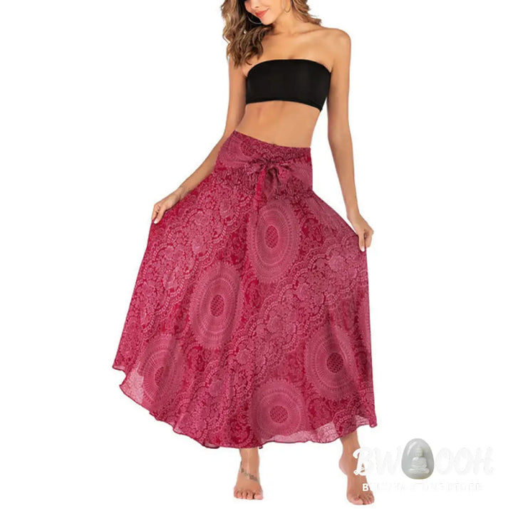 Buddha Stones Two Style Wear Boho Compass Rose Flower Skirt Dress - Skirt&amp;Dress