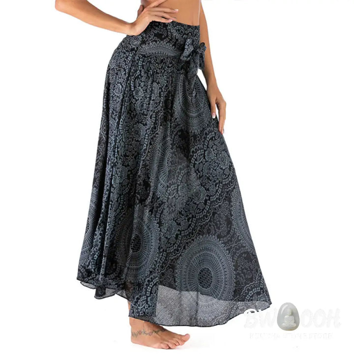 Buddha Stones Two Style Wear Boho Compass Rose Flower Skirt Dress - Skirt&amp;Dress