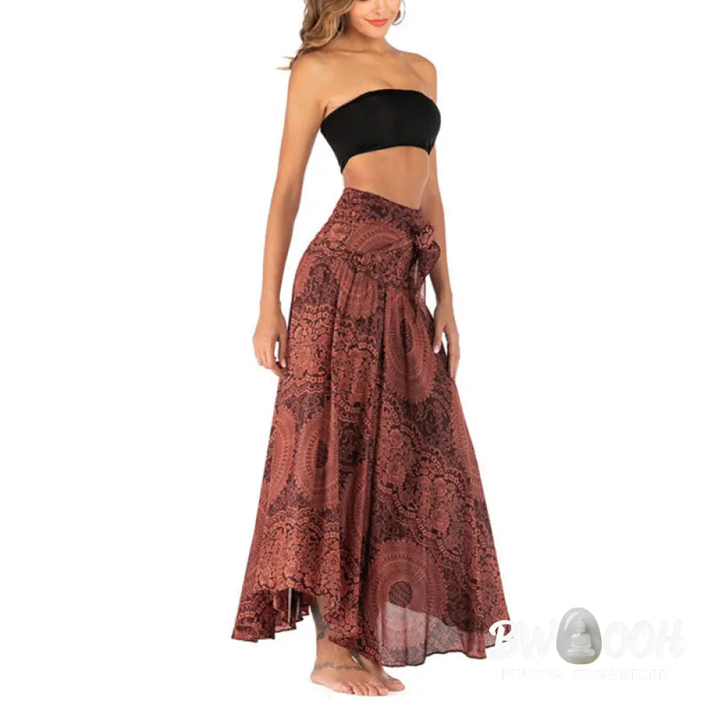 Buddha Stones Two Style Wear Boho Compass Rose Flower Skirt Dress - Skirt&amp;Dress