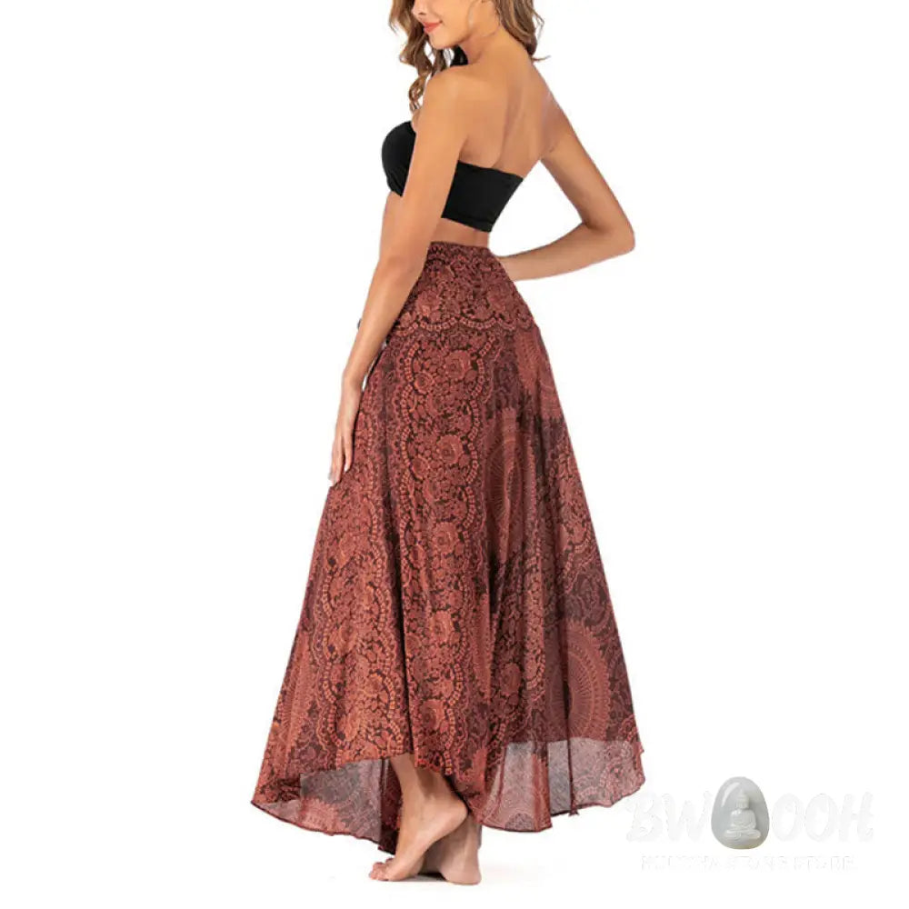 Buddha Stones Two Style Wear Boho Compass Rose Flower Skirt Dress - Skirt&amp;Dress