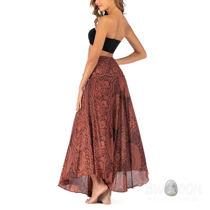Buddha Stones Two Style Wear Boho Compass Rose Flower Skirt Dress - Skirt&amp;Dress