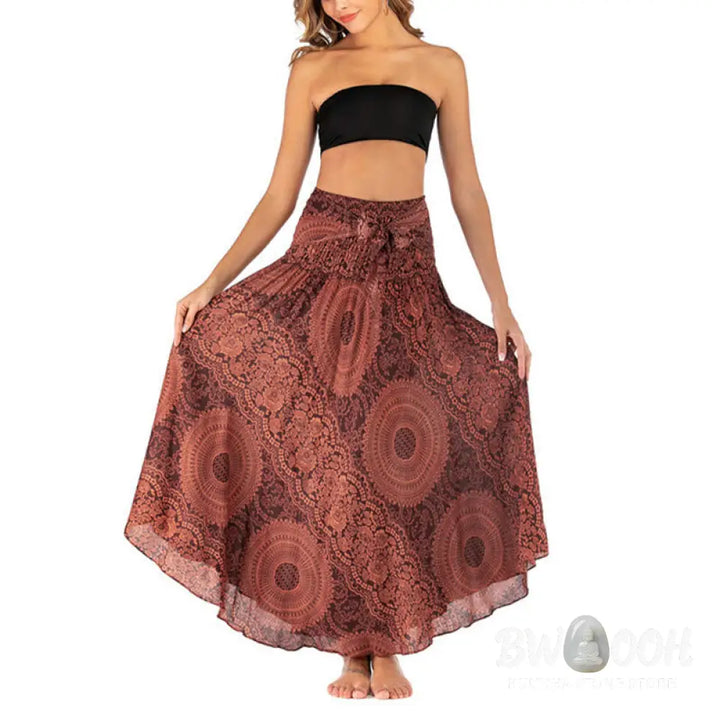Buddha Stones Two Style Wear Boho Compass Rose Flower Skirt Dress - Skirt&amp;Dress