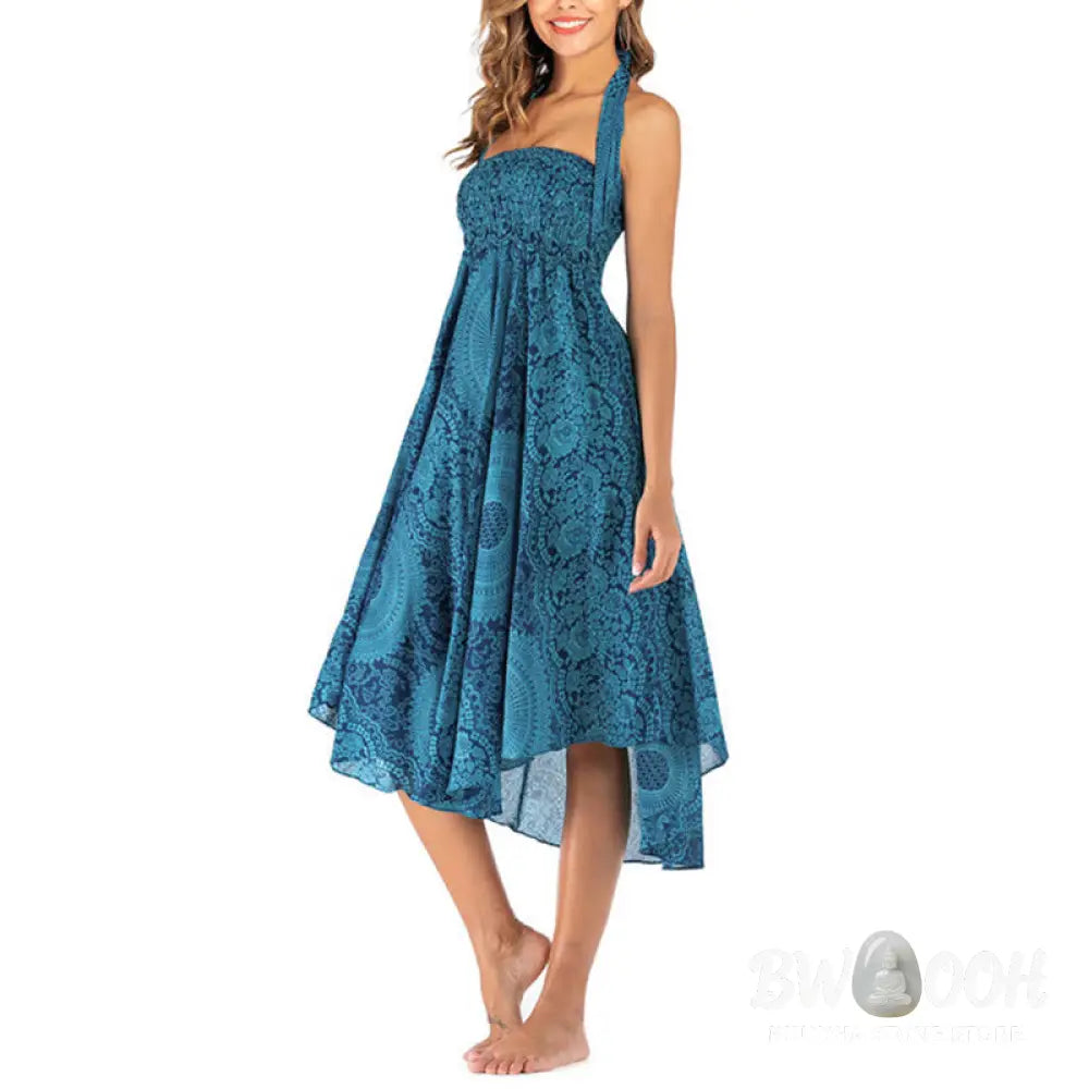 Buddha Stones Two Style Wear Boho Compass Rose Flower Skirt Dress - Skirt&amp;Dress