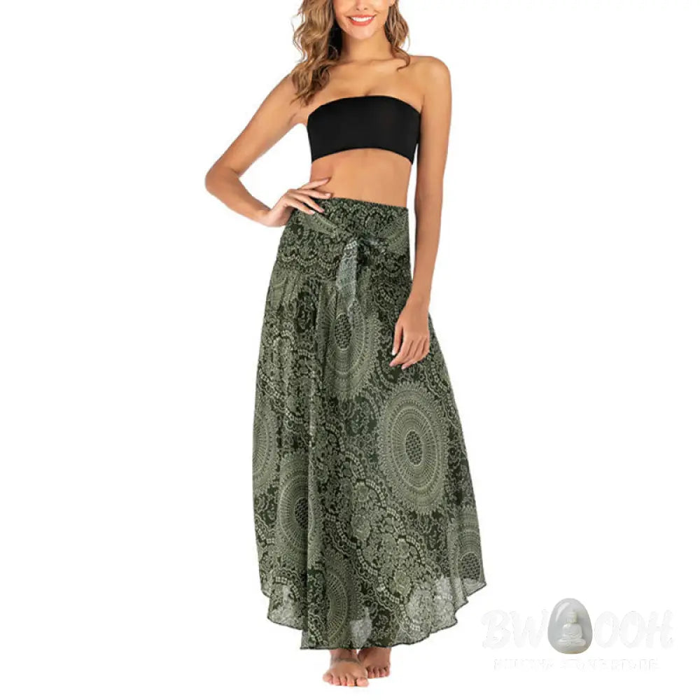 Buddha Stones Two Style Wear Boho Compass Rose Flower Skirt Dress - Skirt&amp;Dress