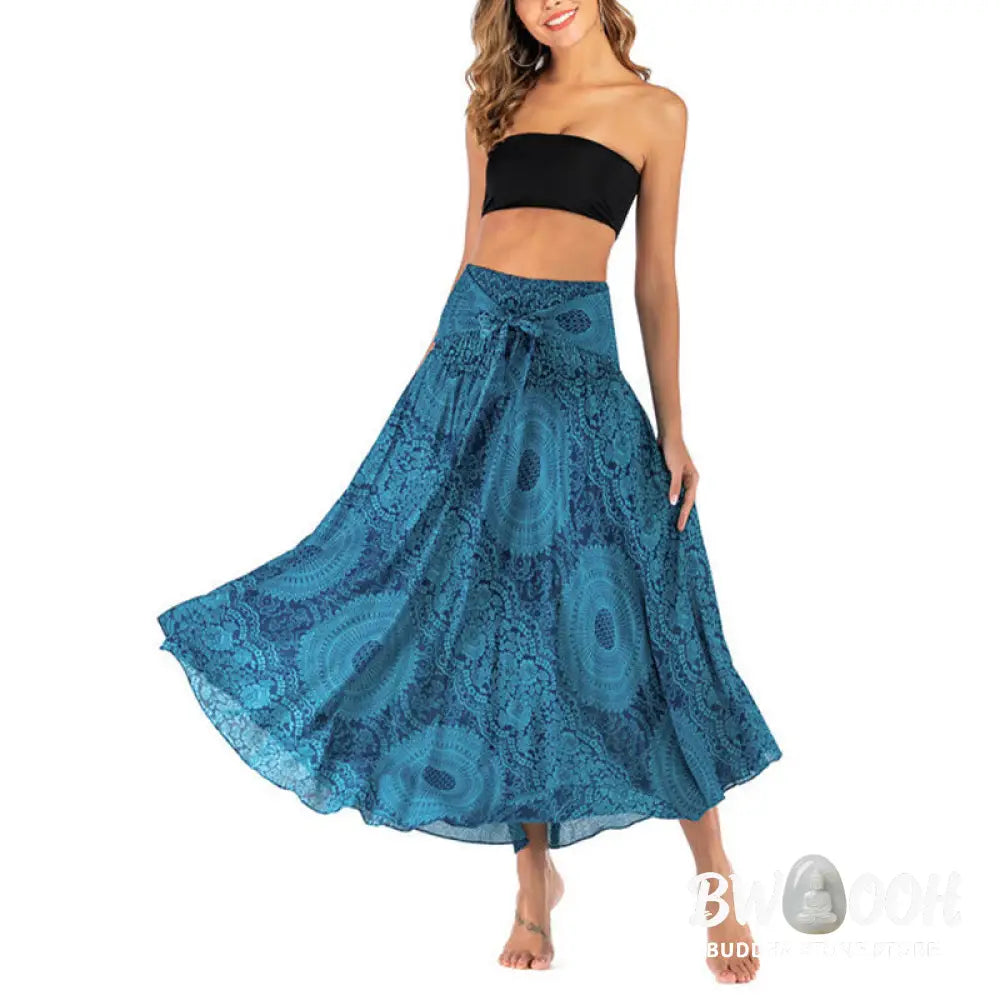 Buddha Stones Two Style Wear Boho Compass Rose Flower Skirt Dress - Skirt&amp;Dress