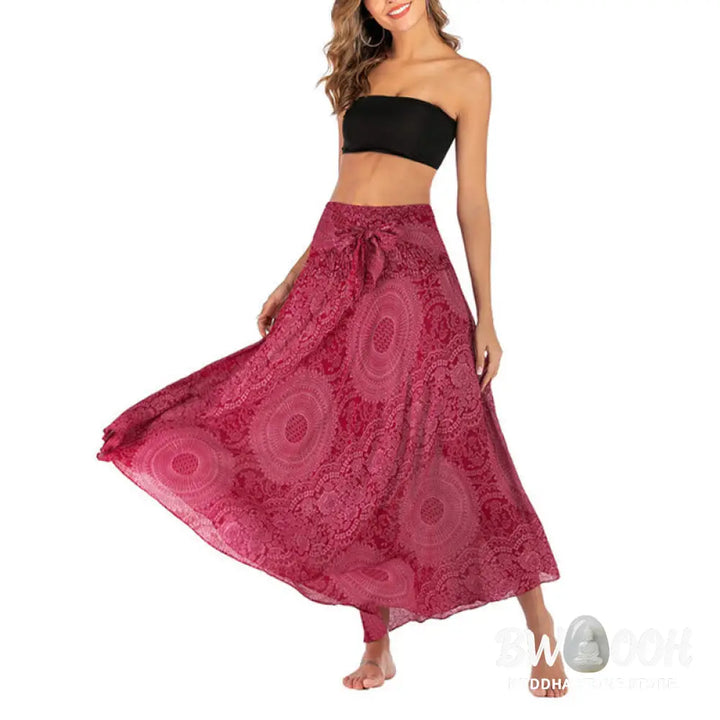 Buddha Stones Two Style Wear Boho Compass Rose Flower Skirt Dress - Skirt&amp;Dress