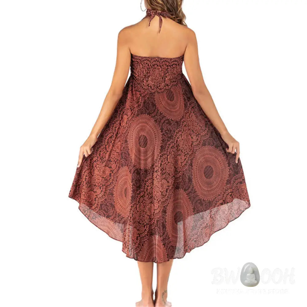 Buddha Stones Two Style Wear Boho Compass Rose Flower Skirt Dress - Skirt&amp;Dress