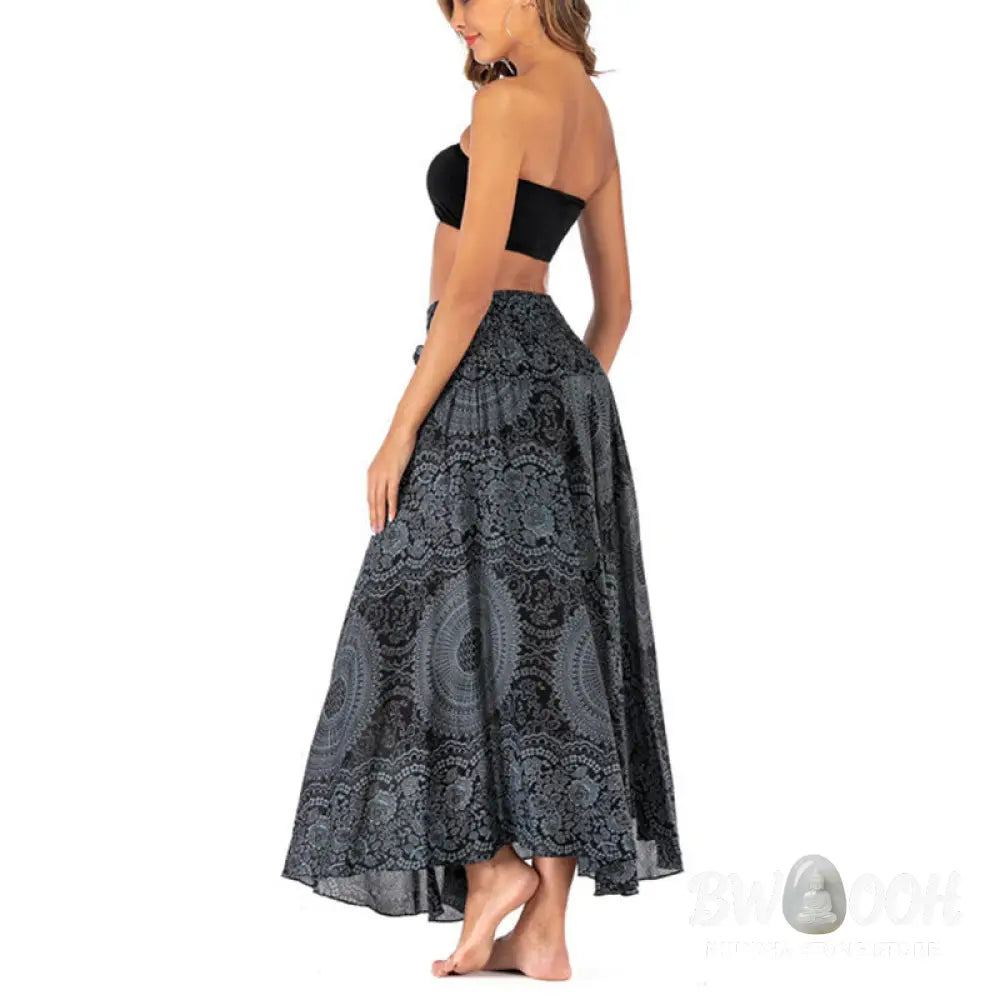 Buddha Stones Two Style Wear Boho Compass Rose Flower Skirt Dress - Skirt&amp;Dress
