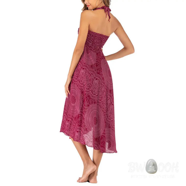 Buddha Stones Two Style Wear Boho Compass Rose Flower Skirt Dress - Skirt&amp;Dress