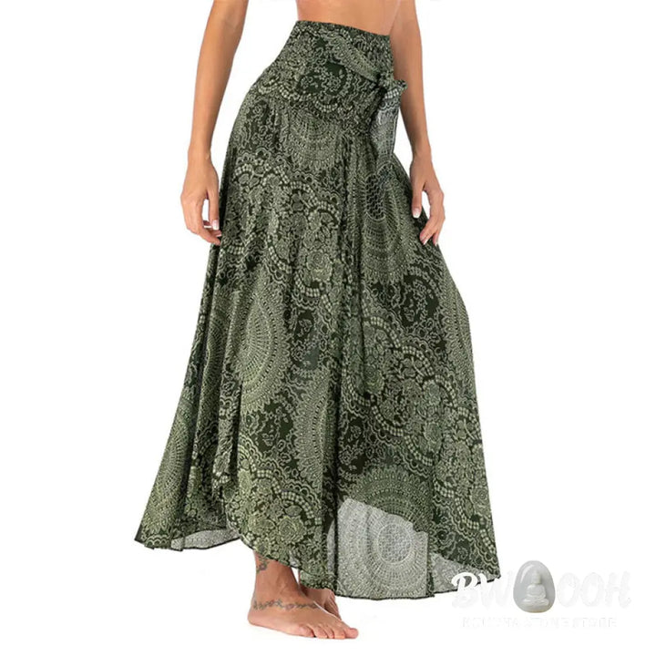 Buddha Stones Two Style Wear Boho Compass Rose Flower Skirt Dress - Skirt&amp;Dress