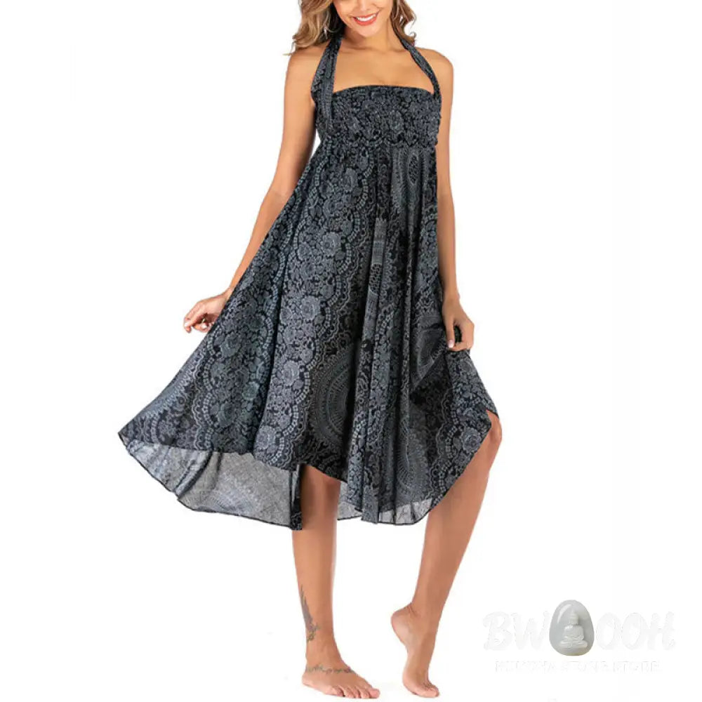 Buddha Stones Two Style Wear Boho Compass Rose Flower Skirt Dress - Skirt&amp;Dress