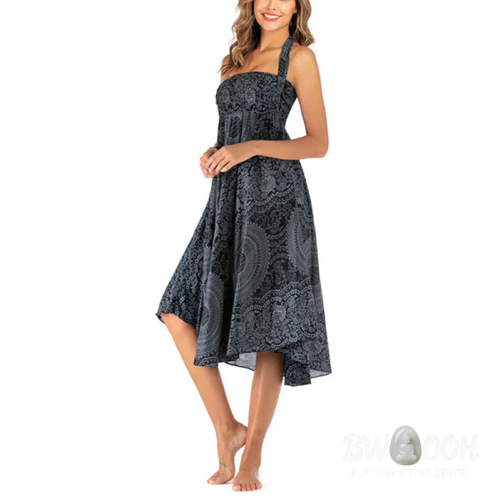 Buddha Stones Two Style Wear Boho Compass Rose Flower Skirt Dress - Skirt&amp;Dress