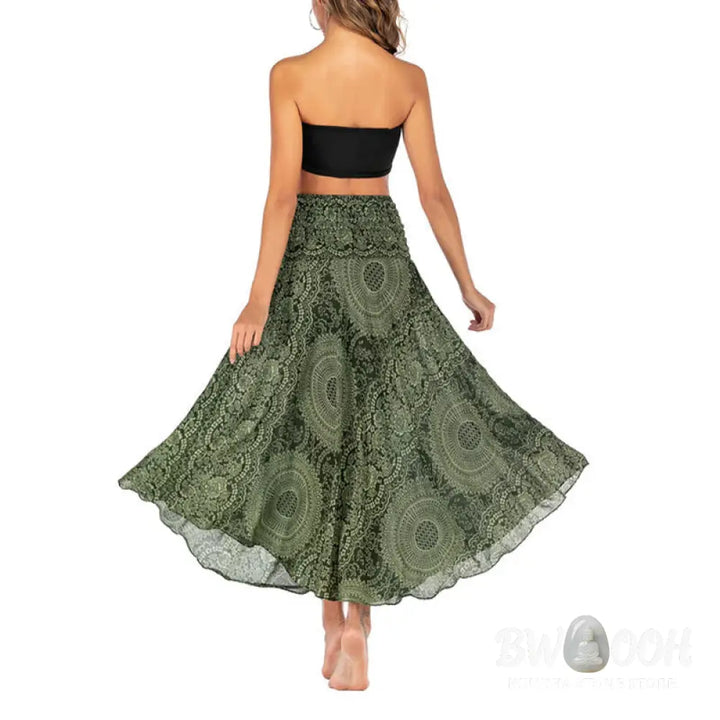 Buddha Stones Two Style Wear Boho Compass Rose Flower Skirt Dress - Skirt&amp;Dress