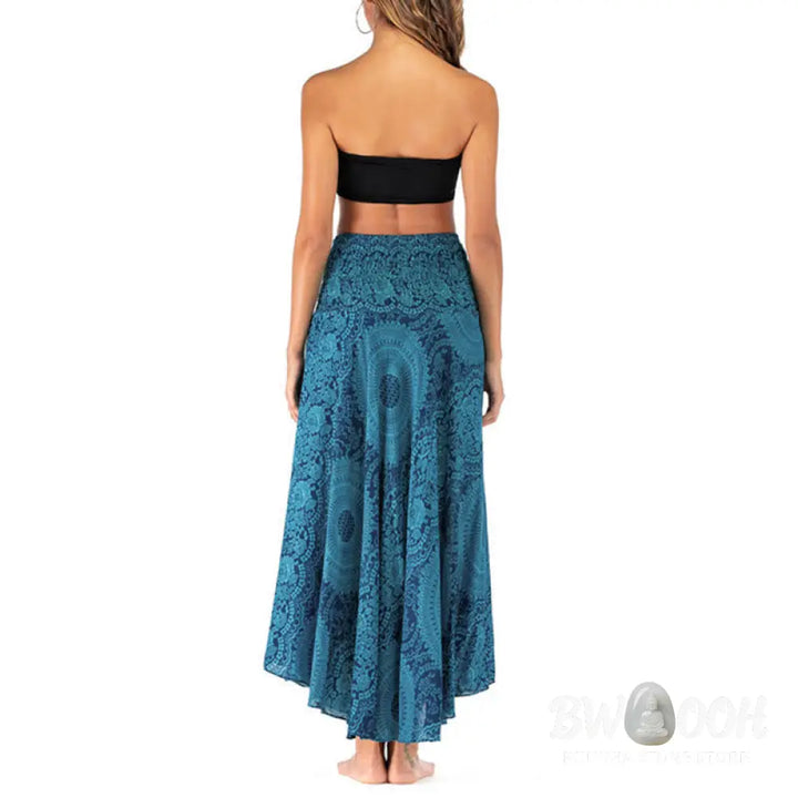 Buddha Stones Two Style Wear Boho Compass Rose Flower Skirt Dress - Skirt&amp;Dress