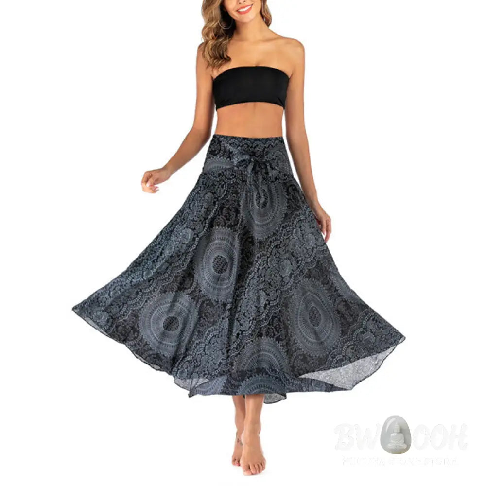 Buddha Stones Two Style Wear Boho Compass Rose Flower Skirt Dress - Skirt&amp;Dress